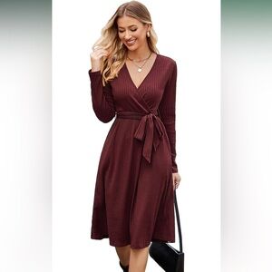 Elegant Burgundy Wrap Dress